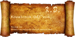 Kovalcsik Dávid névjegykártya