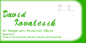 david kovalcsik business card